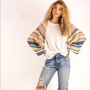 NWT FREE PEOPLE Knit Balloon Sleeve Oversized Top